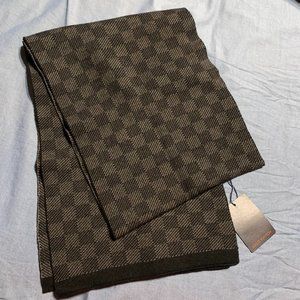 Unisex Men Women Damier Scarf Noir Black Gray